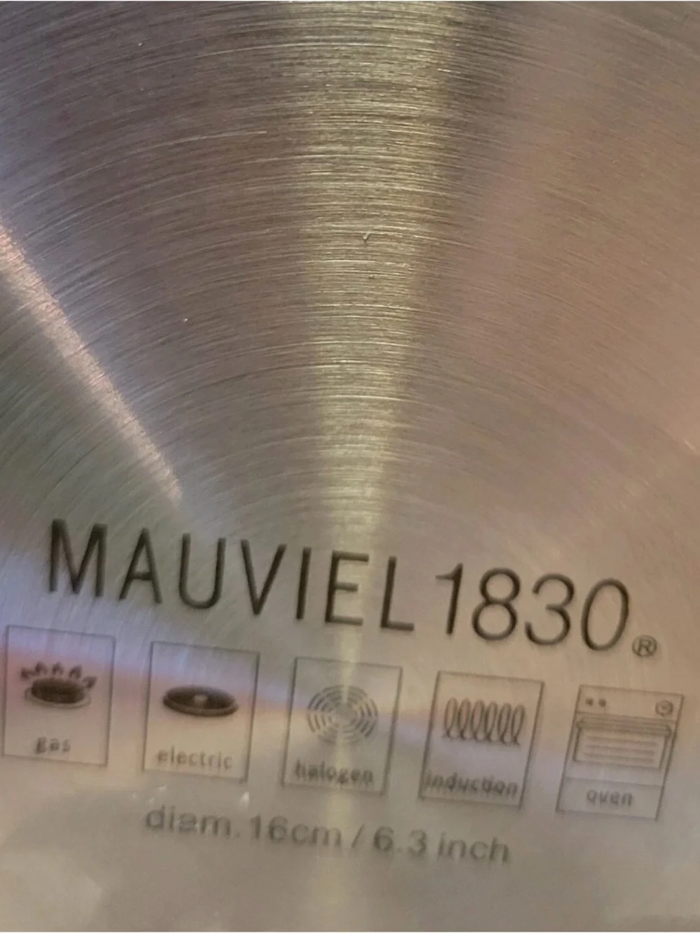 Mauviel M'STONE 1830 Sauce Pan W/ Glass Lid Cast Stainless Steel Handle 1.8-Qt